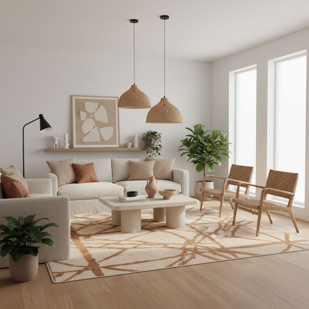 Golden Intersections - Luxury Shag Moroccan Rug - Benisouk