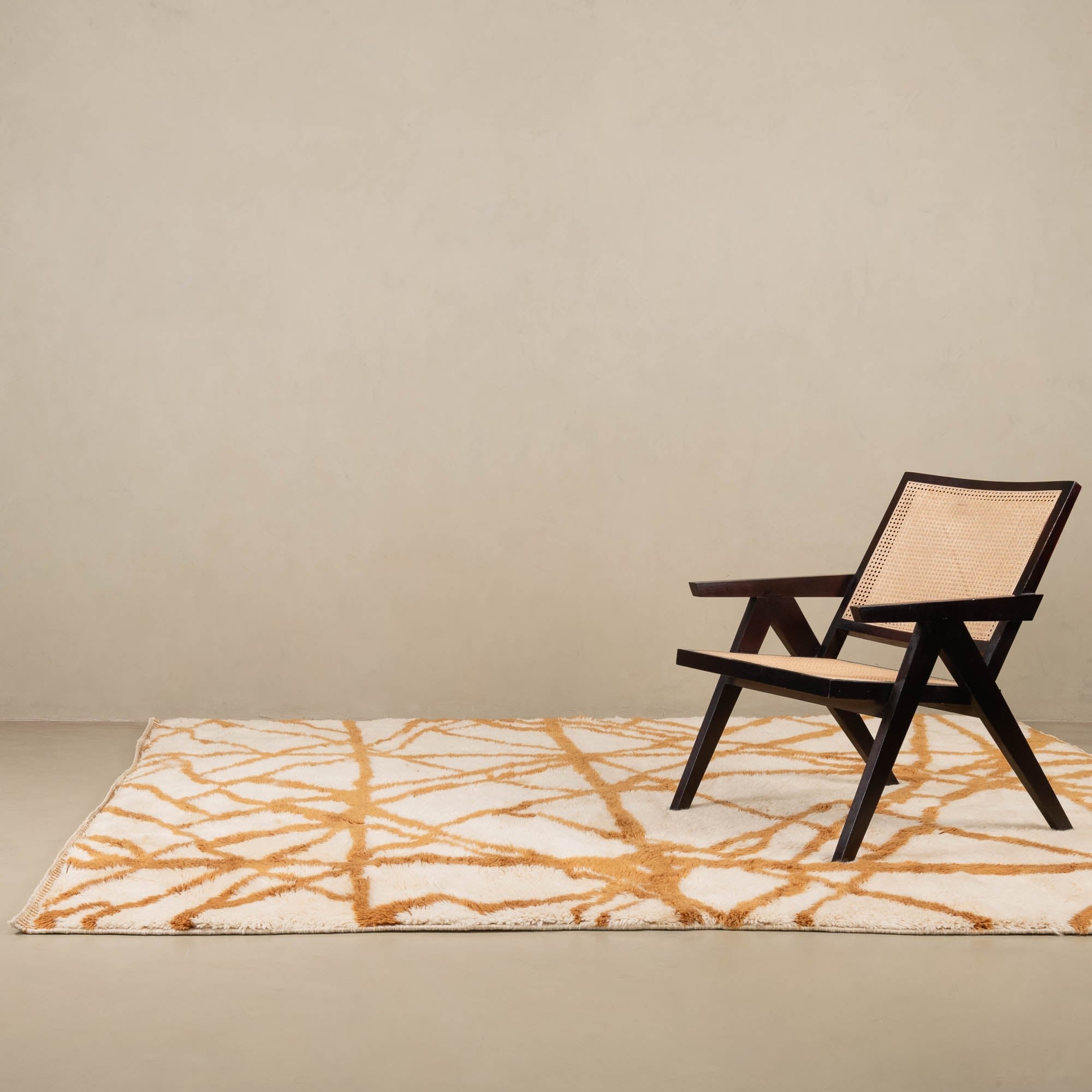 Golden Intersections - Luxury Shag Moroccan Rug - Benisouk