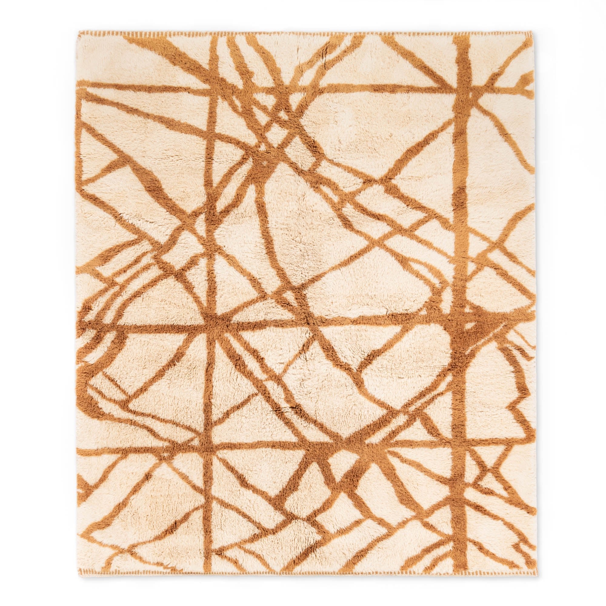 Golden Intersections - Luxury Shag Moroccan Rug - Benisouk