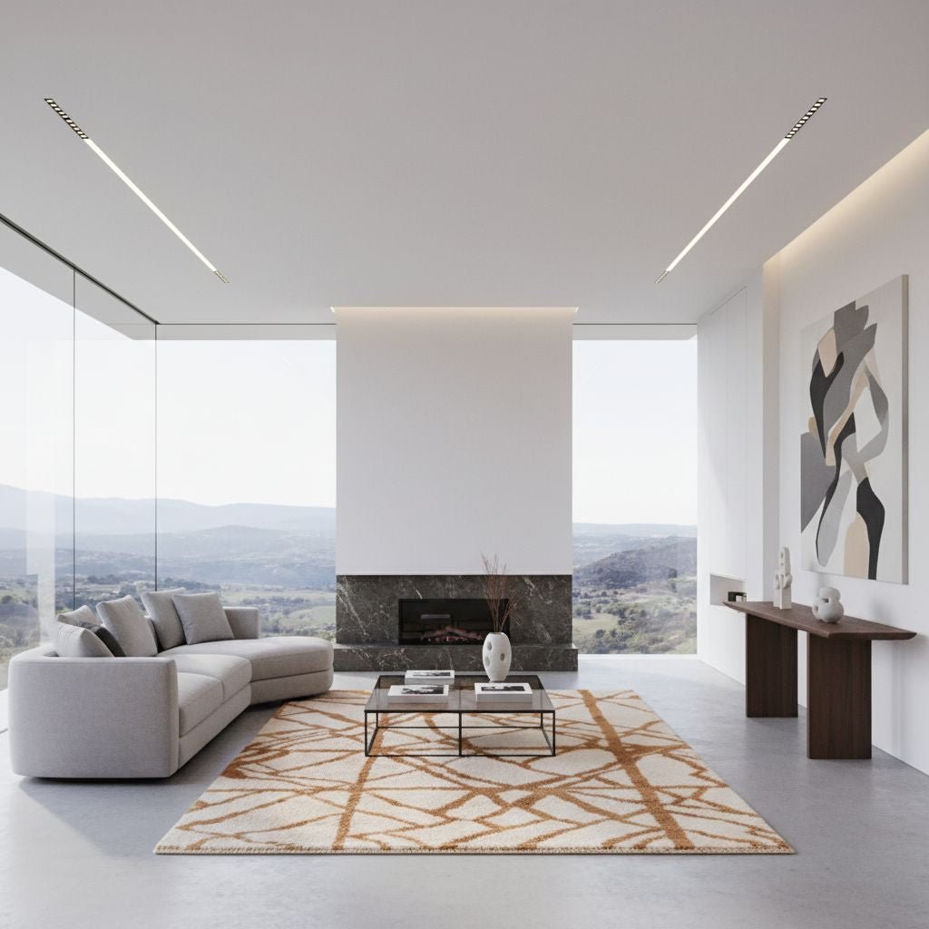 Golden Intersections - Luxury Shag Moroccan Rug - Benisouk