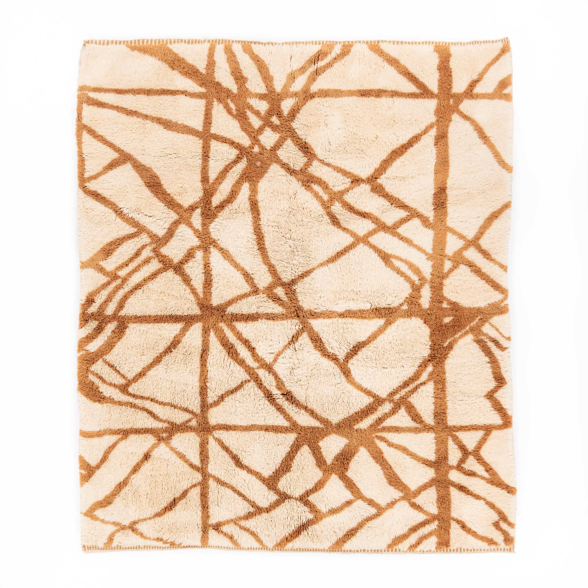 Golden Intersections - Luxury Shag Moroccan Rug - Benisouk