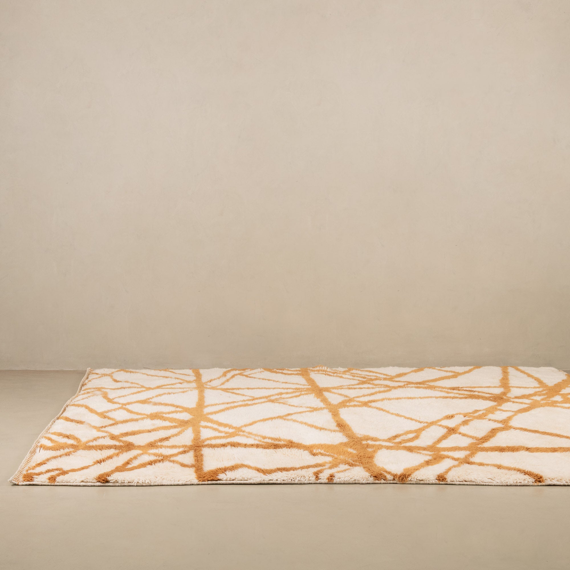 Golden Intersections - Luxury Shag Moroccan Rug - Benisouk
