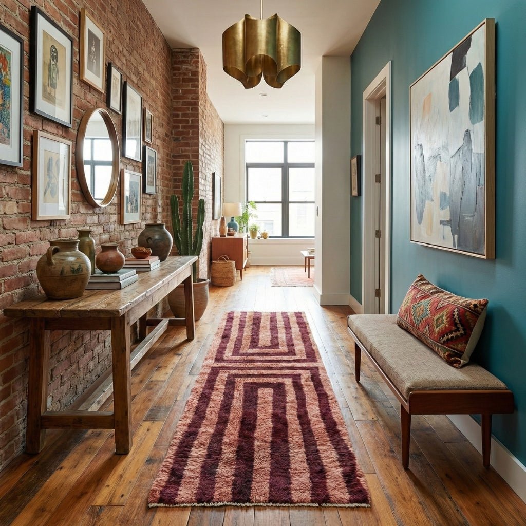 Graphic Earth - Luxury Shag Moroccan Runner Rug - Benisouk