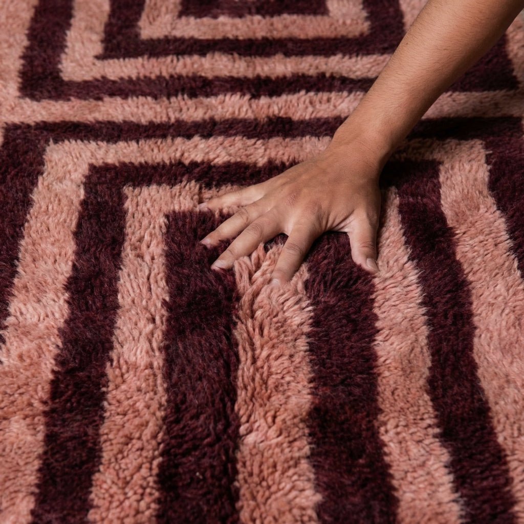 Graphic Earth - Luxury Shag Moroccan Runner Rug - Benisouk