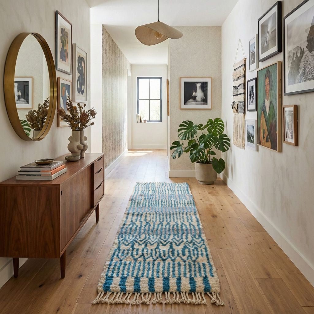 Green Amazon - Luxury Shag Moroccan Runner Rug - Benisouk