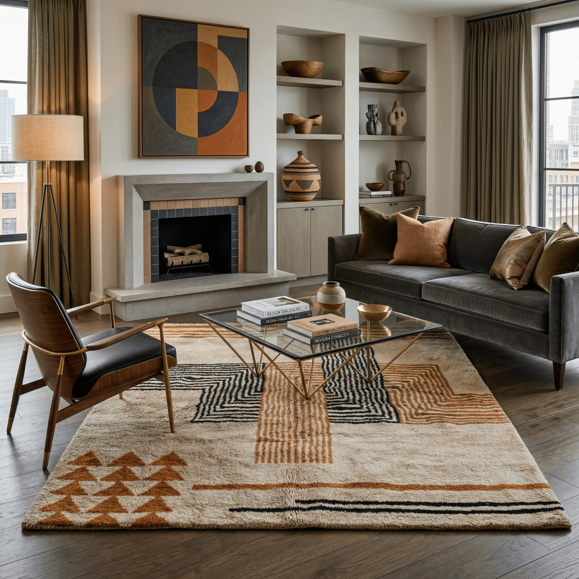 Harmony of Shapes - Luxury Shag Moroccan Rug - Benisouk