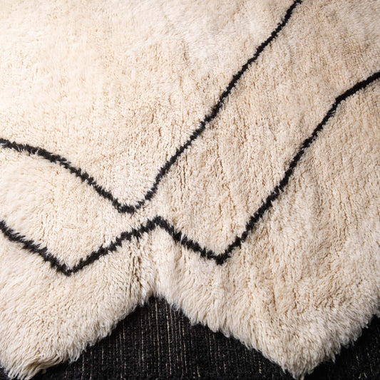 Ink Rivers Intersection - Luxury Shag Moroccan Rug - Benisouk