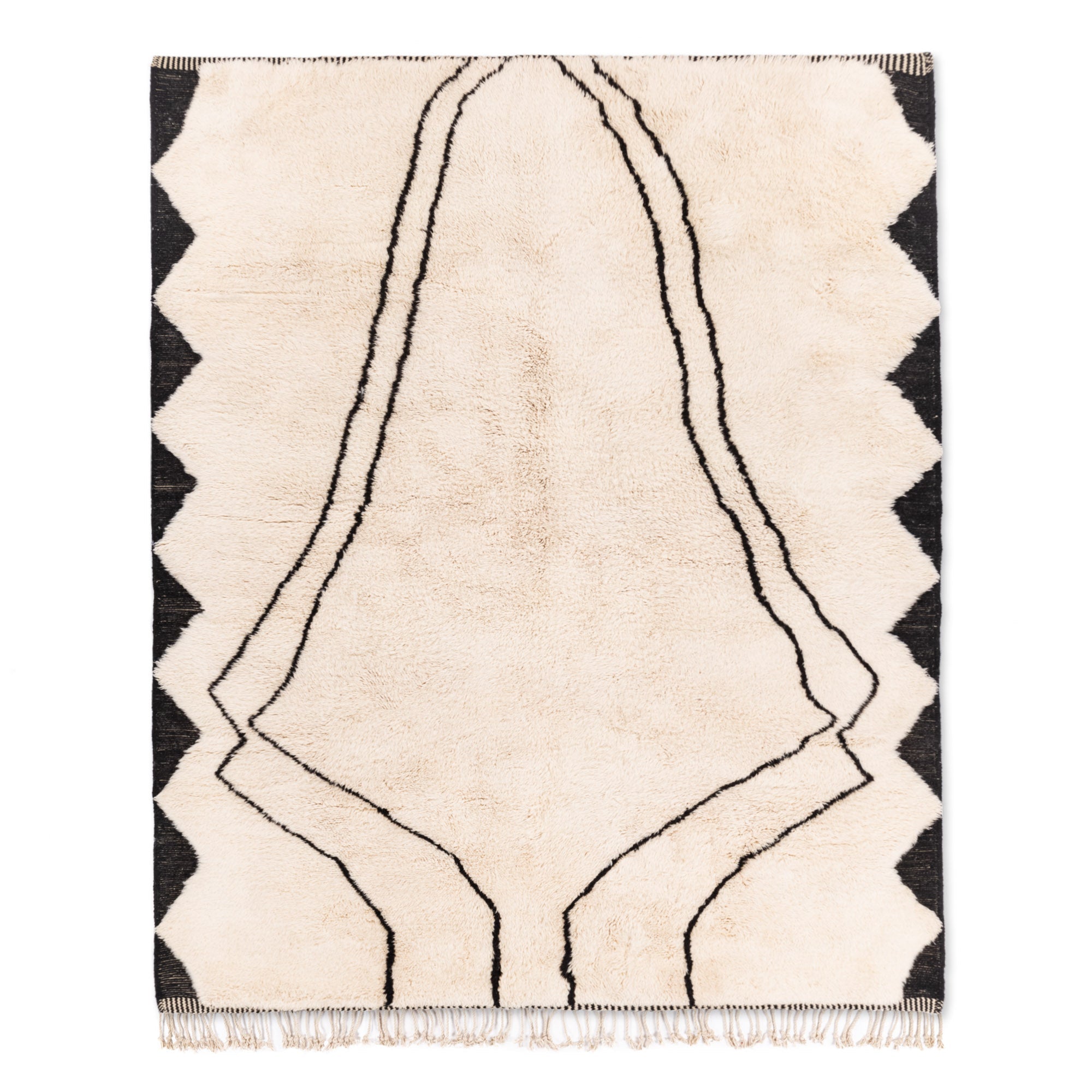 Ink Rivers Intersection - Luxury Shag Moroccan Rug - Benisouk
