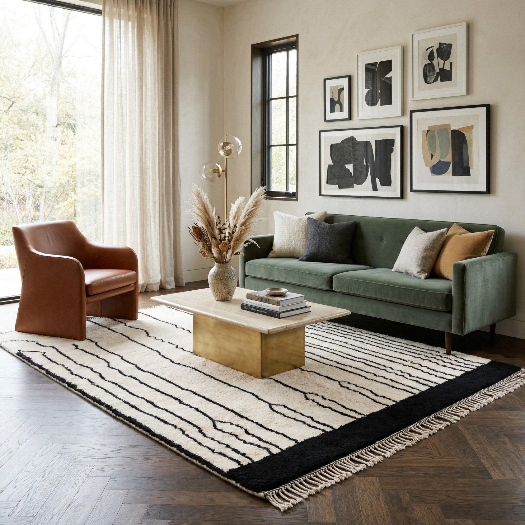 Ink Rivers - Luxury Shag Moroccan Rug - Benisouk