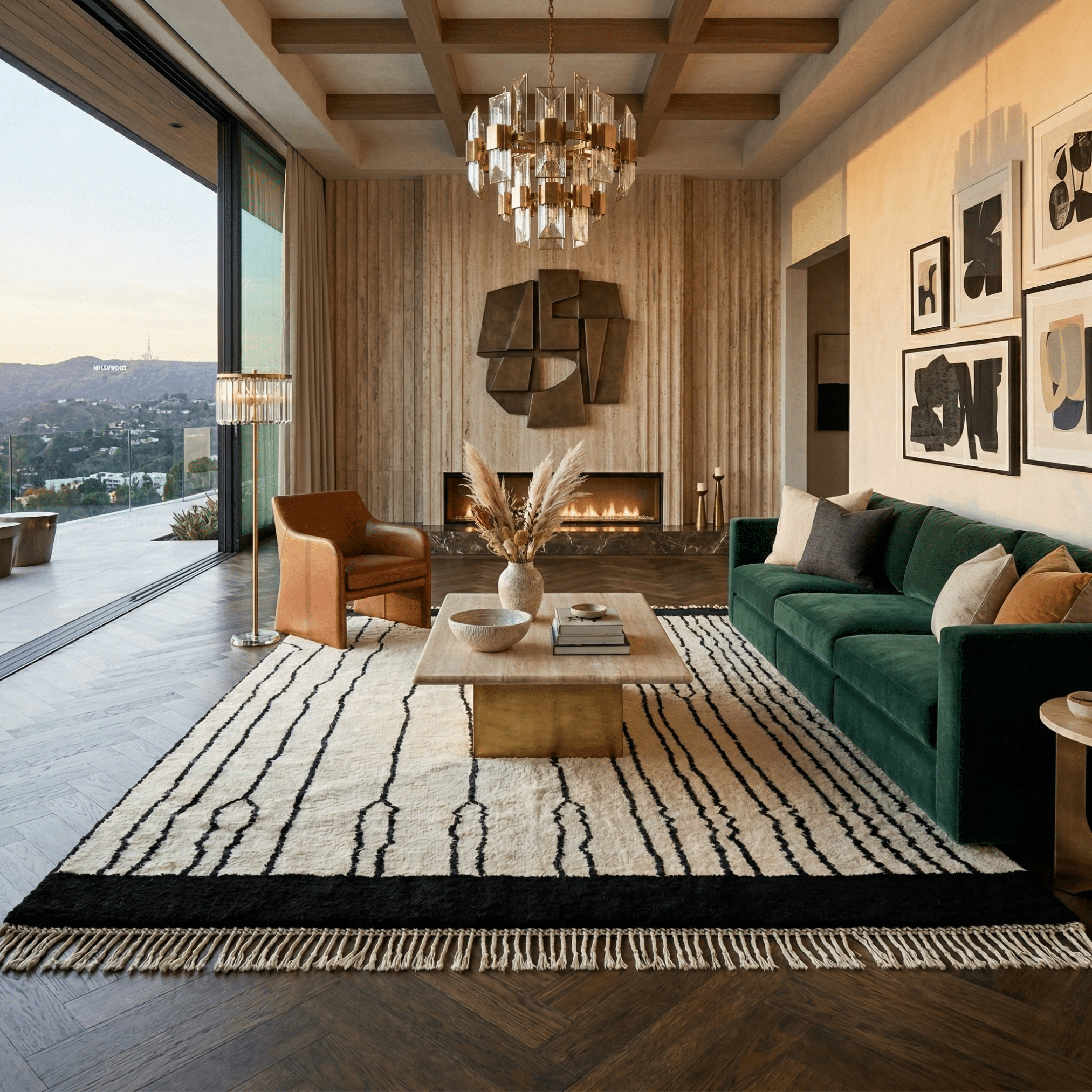 Ink Rivers - Luxury Shag Moroccan Rug - Benisouk