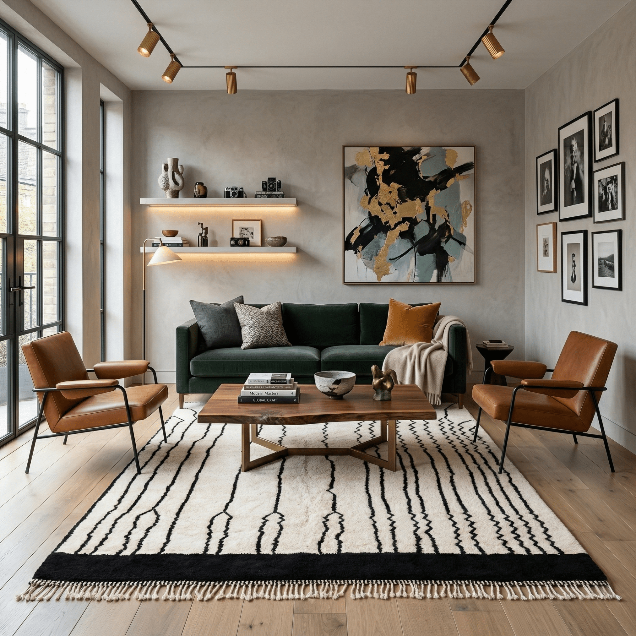 Ink Rivers - Luxury Shag Moroccan Rug - Benisouk