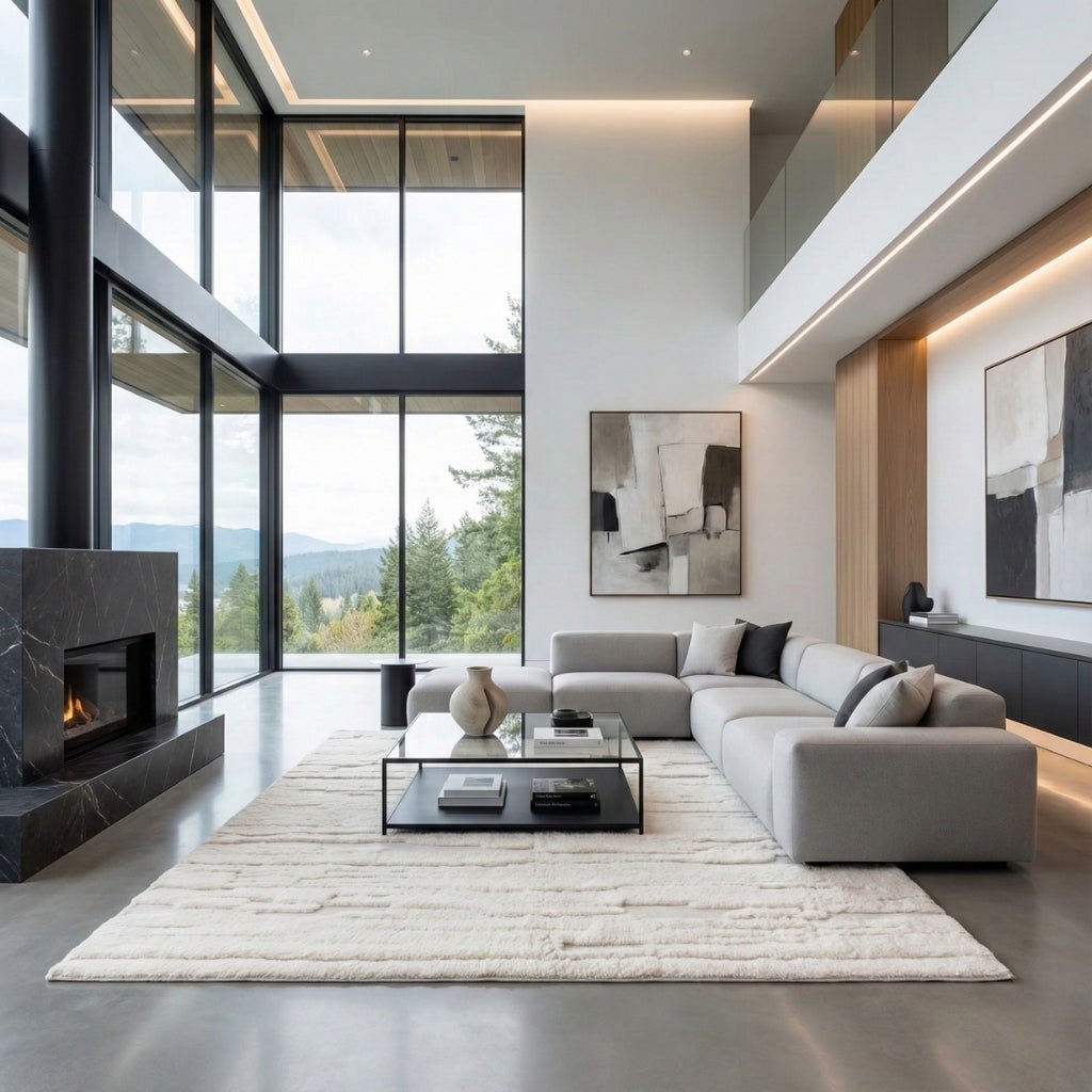 Ivory Glacier - Luxury Shag Moroccan Rug - Benisouk