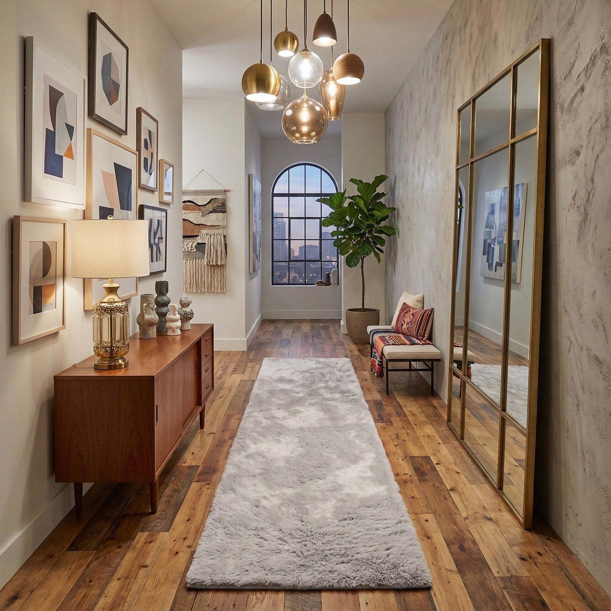 Light Fog - Luxury Shag Moroccan Runner Rug - Benisouk