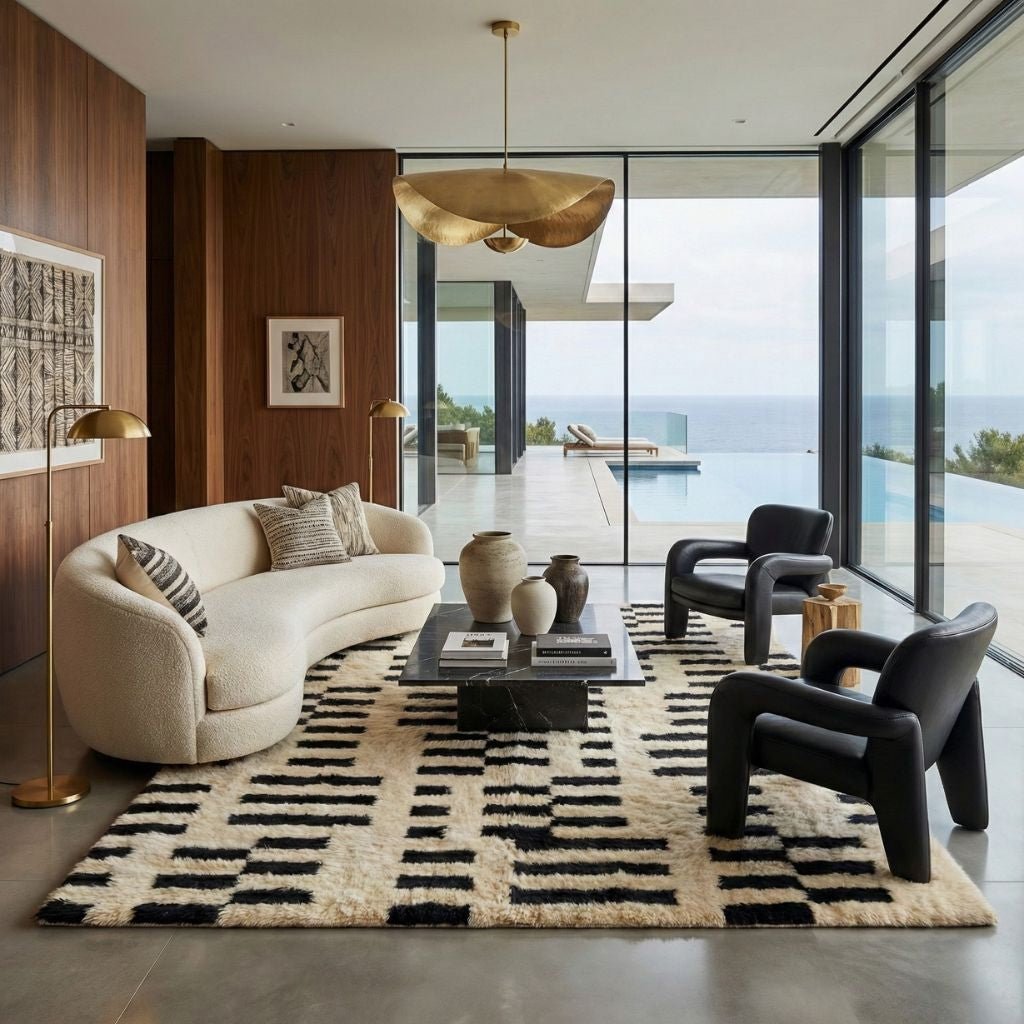 Linear Shift - Luxury Shag Moroccan Rug - Benisouk