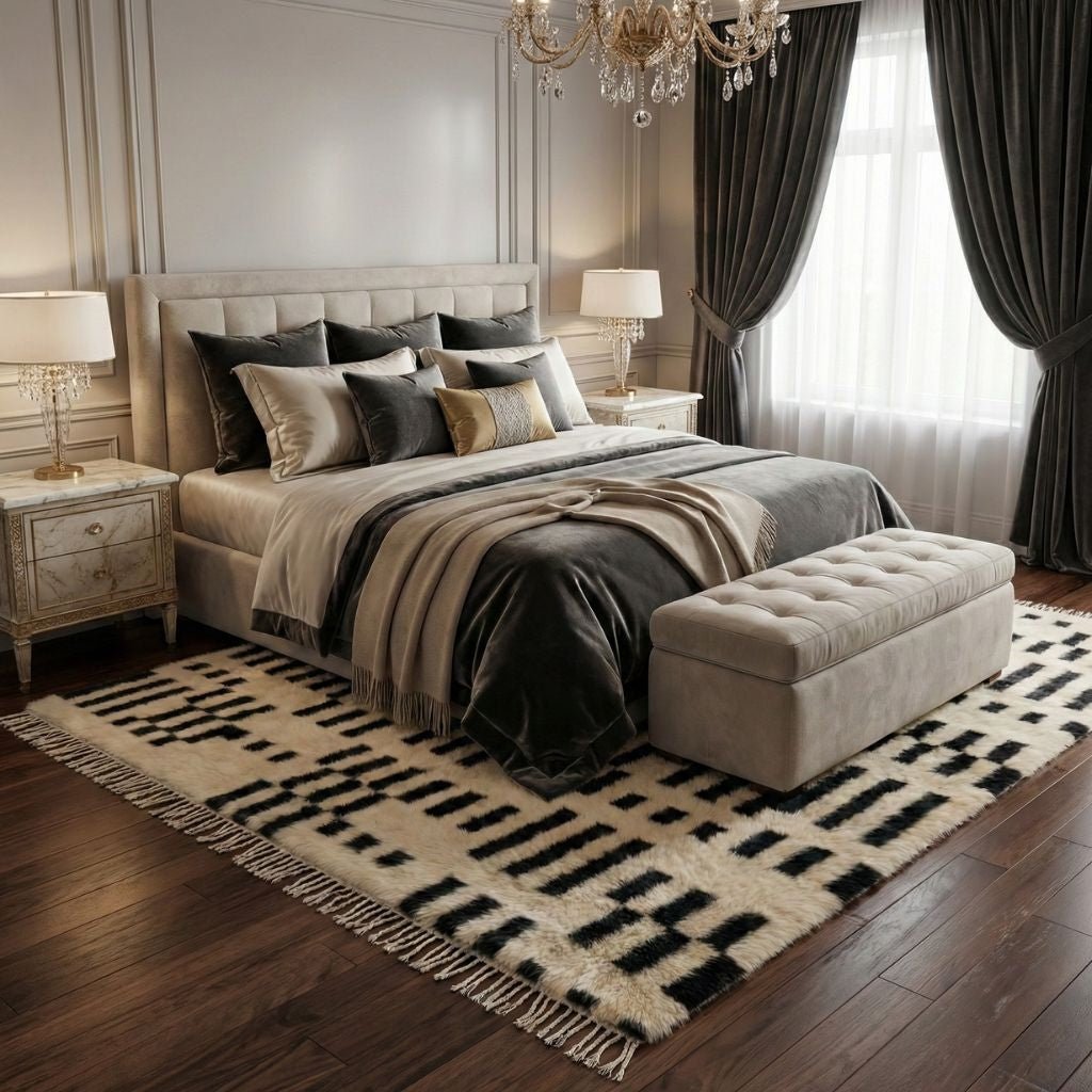 Linear Shift - Luxury Shag Moroccan Rug - Benisouk