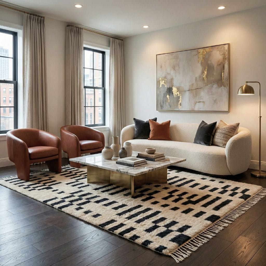 Linear Shift - Luxury Shag Moroccan Rug - Benisouk