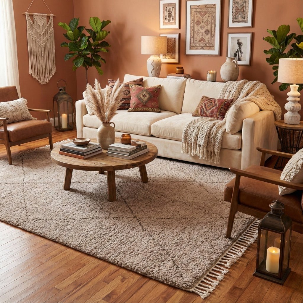 Mahafar Ash gray - Shag Moroccan rug - Benisouk