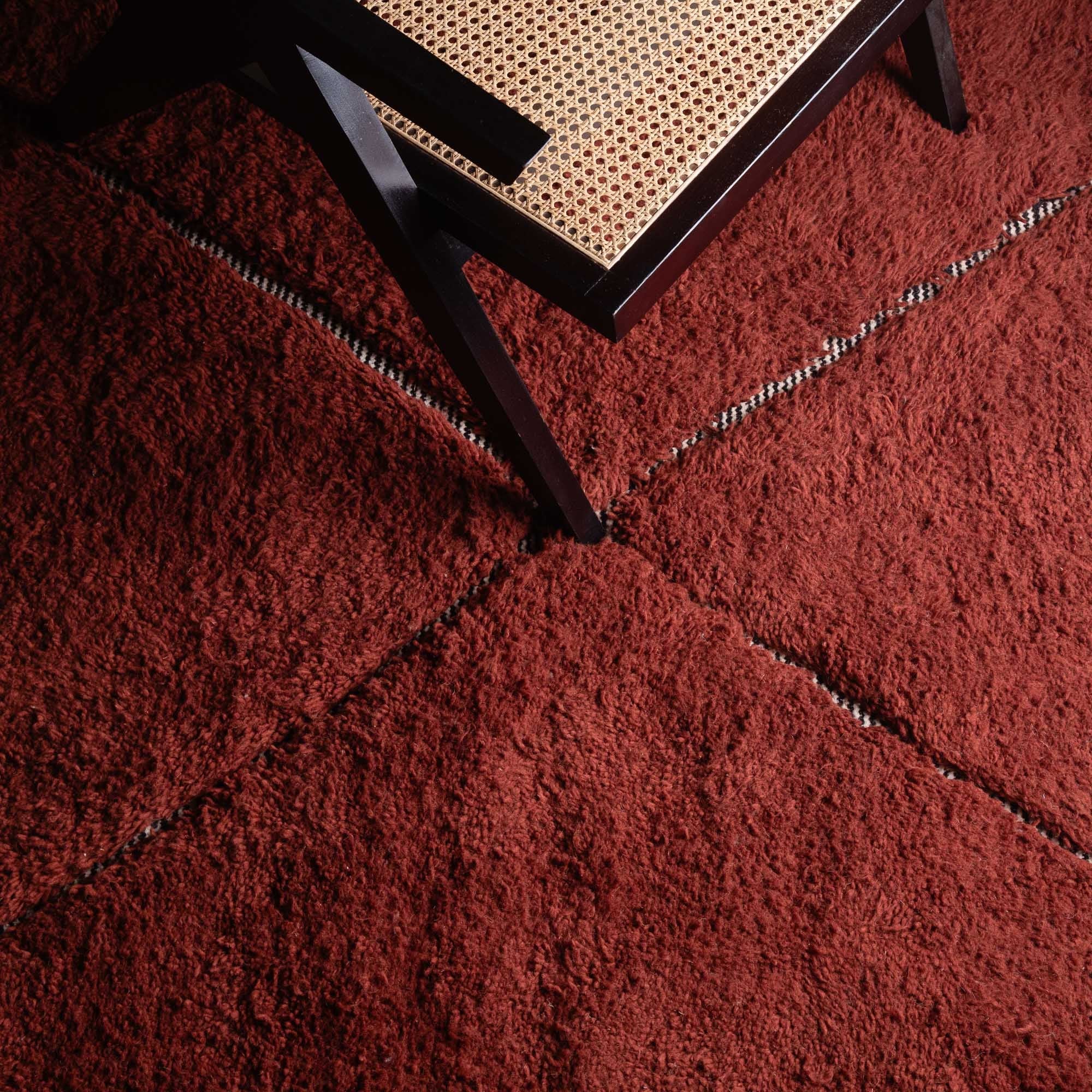 Mahafar Deep Red - Shag Moroccan rug - Benisouk