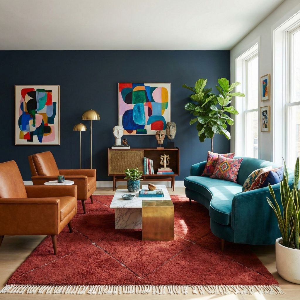 Mahafar Deep Red - Shag Moroccan rug - Benisouk