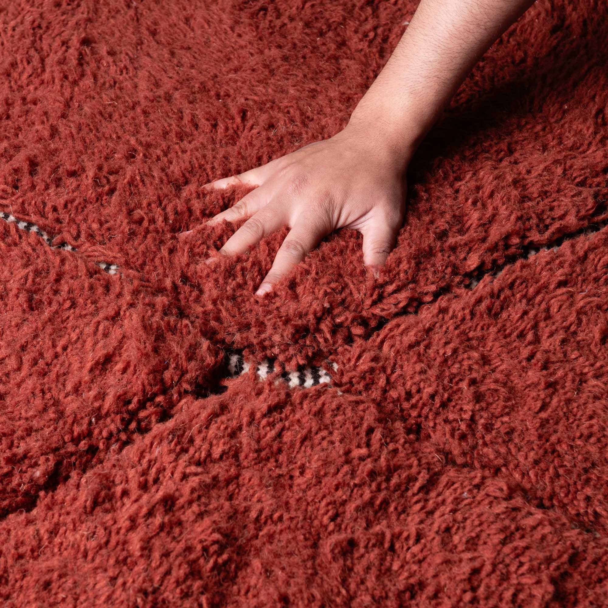 Mahafar Deep Red - Shag Moroccan rug - Benisouk