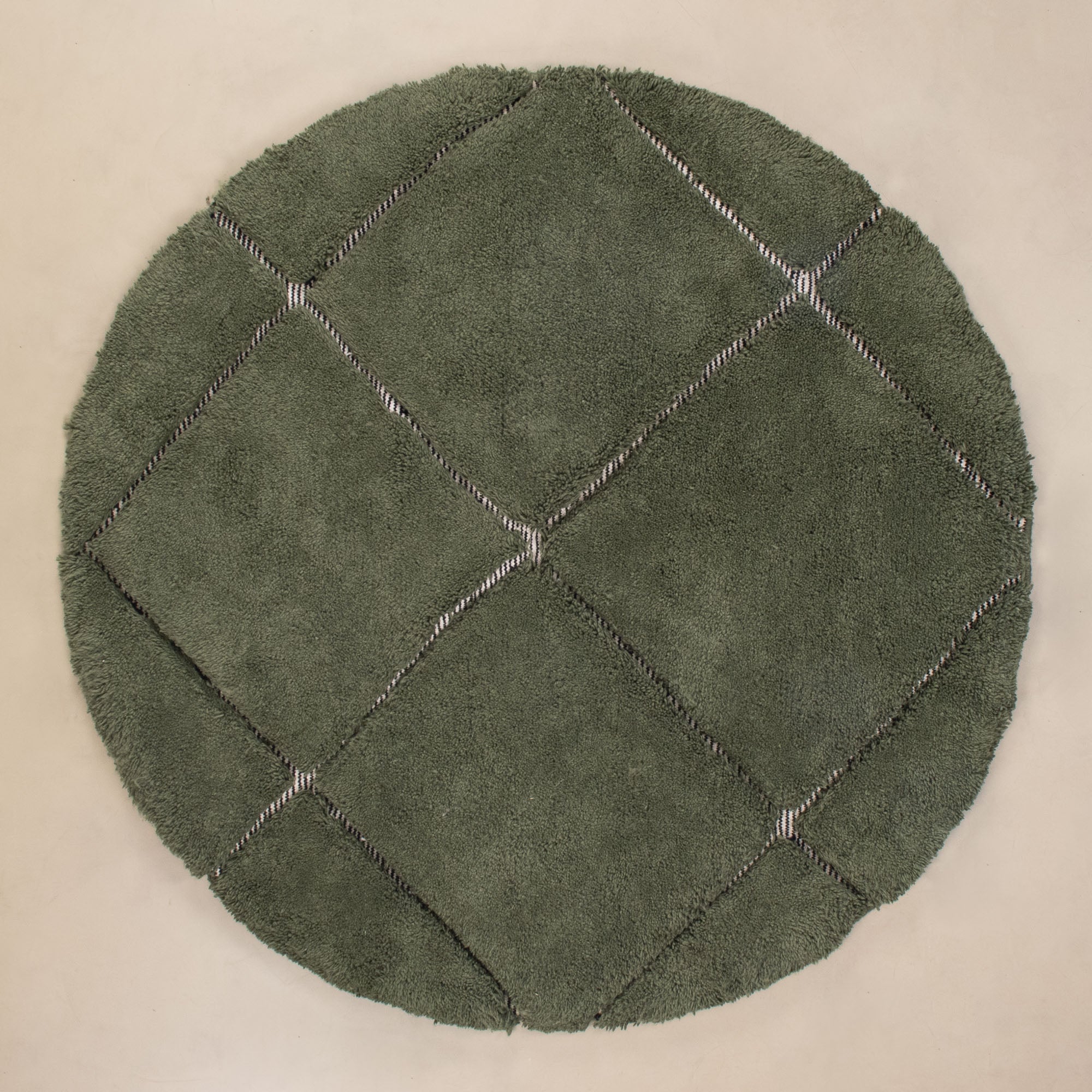 Mahafar Soldier Green Round - Shag Moroccan rug - Benisouk