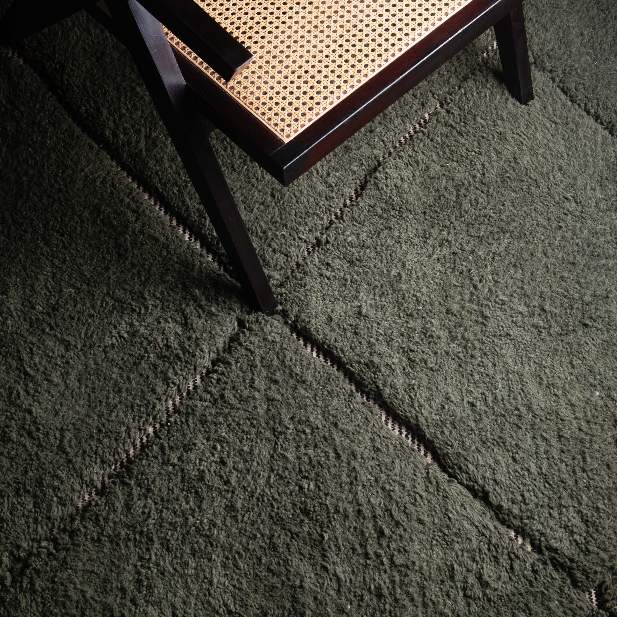 Mahafar Soldier Green Round - Shag Moroccan rug - Benisouk