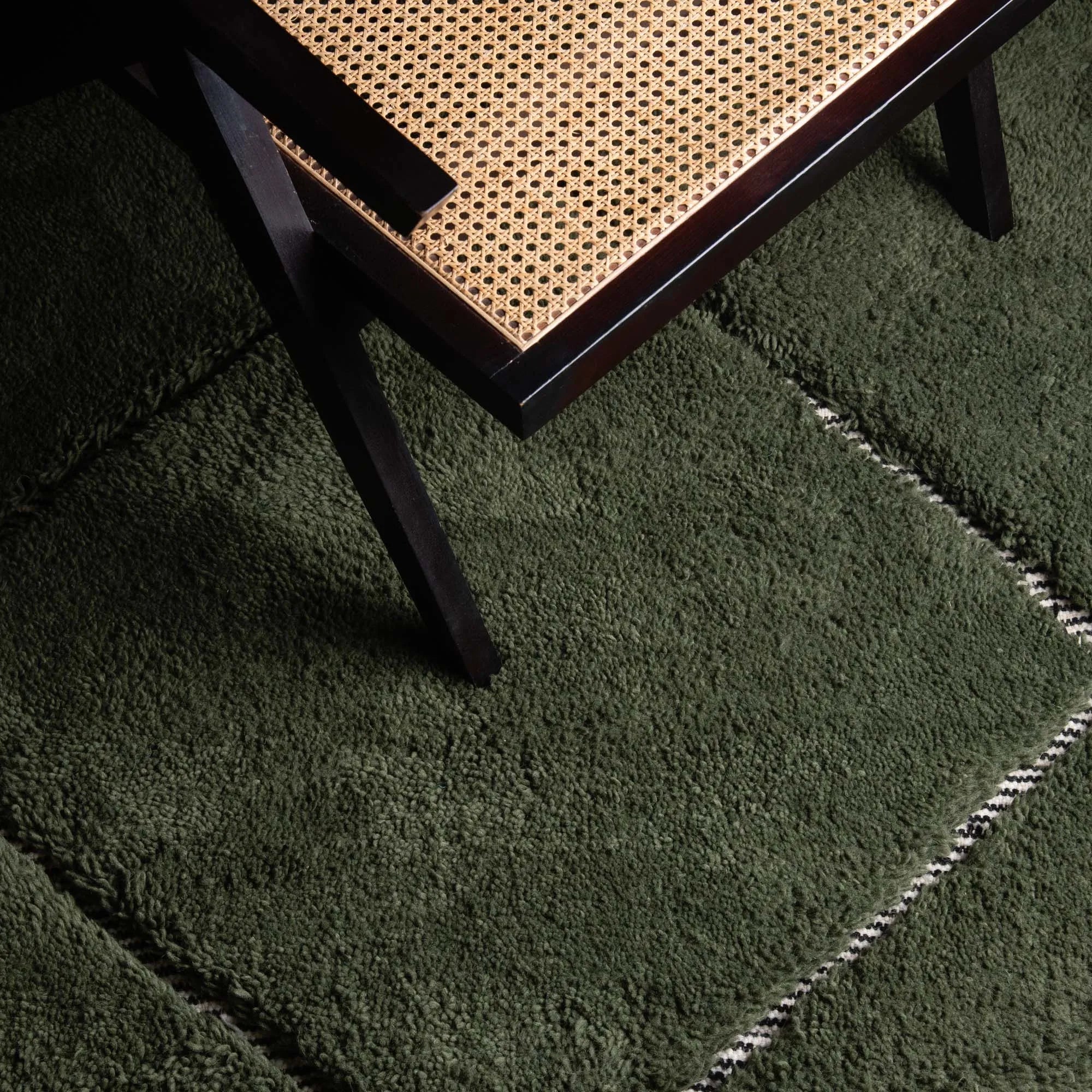 Mahafar Soldier Green Round - Shag Moroccan rug - Benisouk