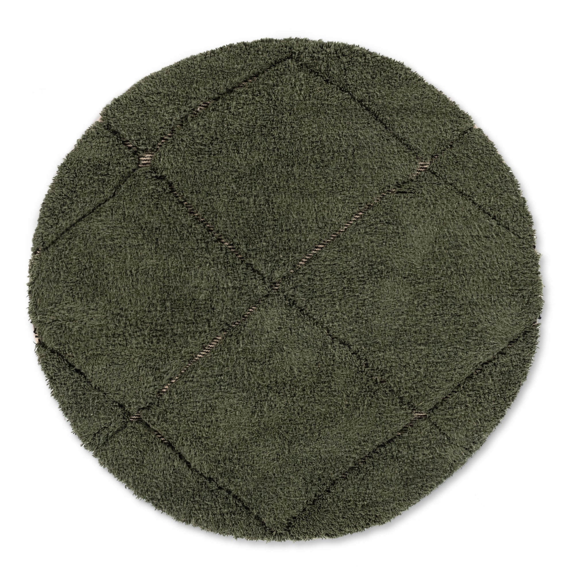 Mahafar Soldier Green Round - Shag Moroccan rug - Benisouk