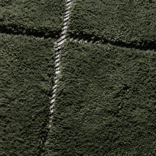 Mahafar Soldier Green Round - Shag Moroccan rug - Benisouk