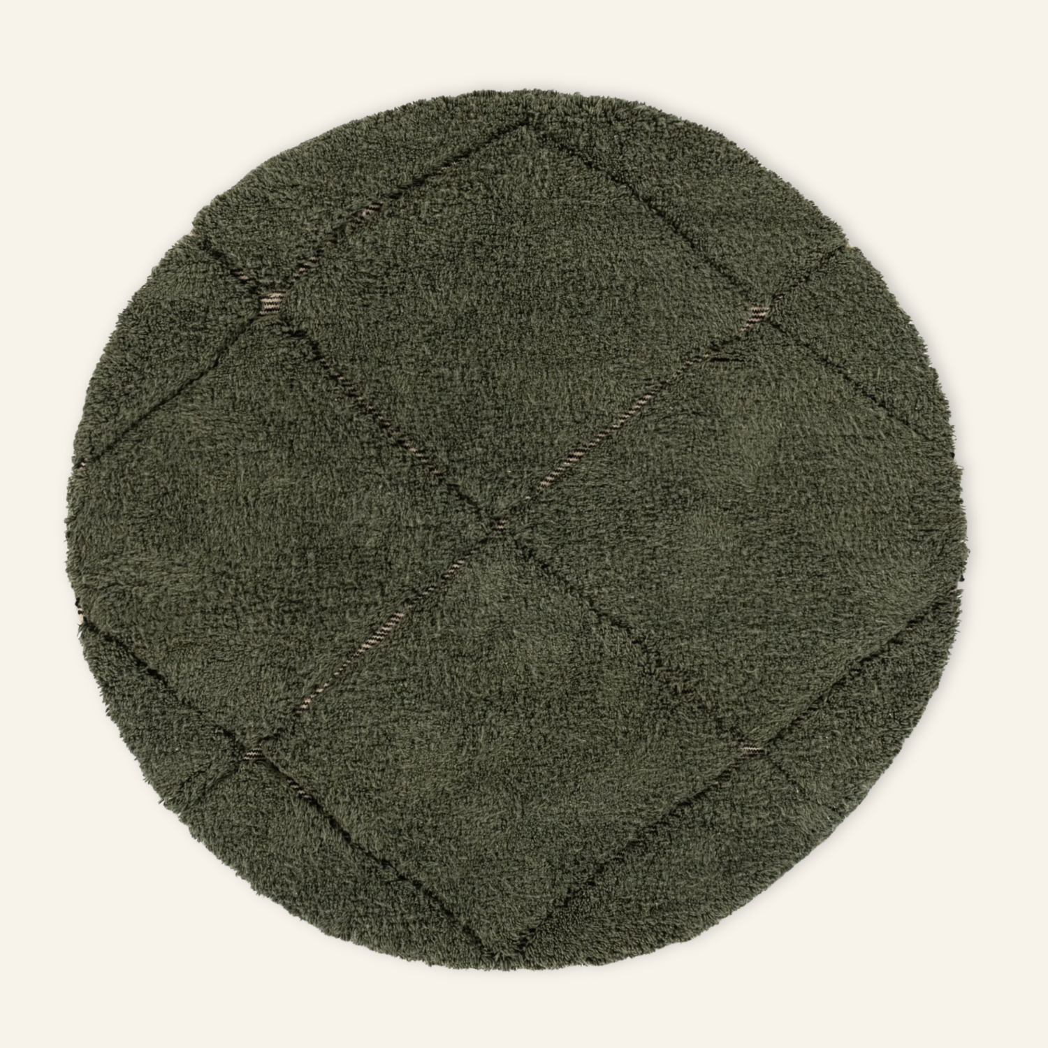 Mahafar Soldier Green Round - Shag Moroccan rug