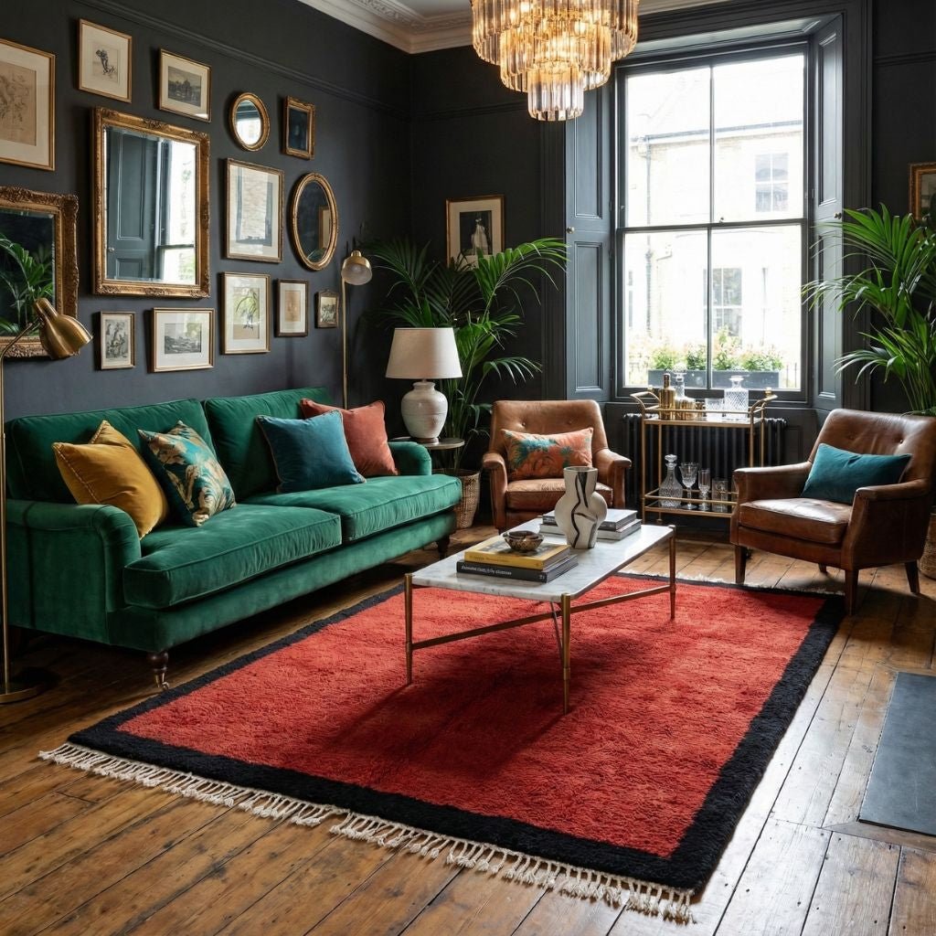 Maraba Deep Red - Shag Moroccan rug - Benisouk