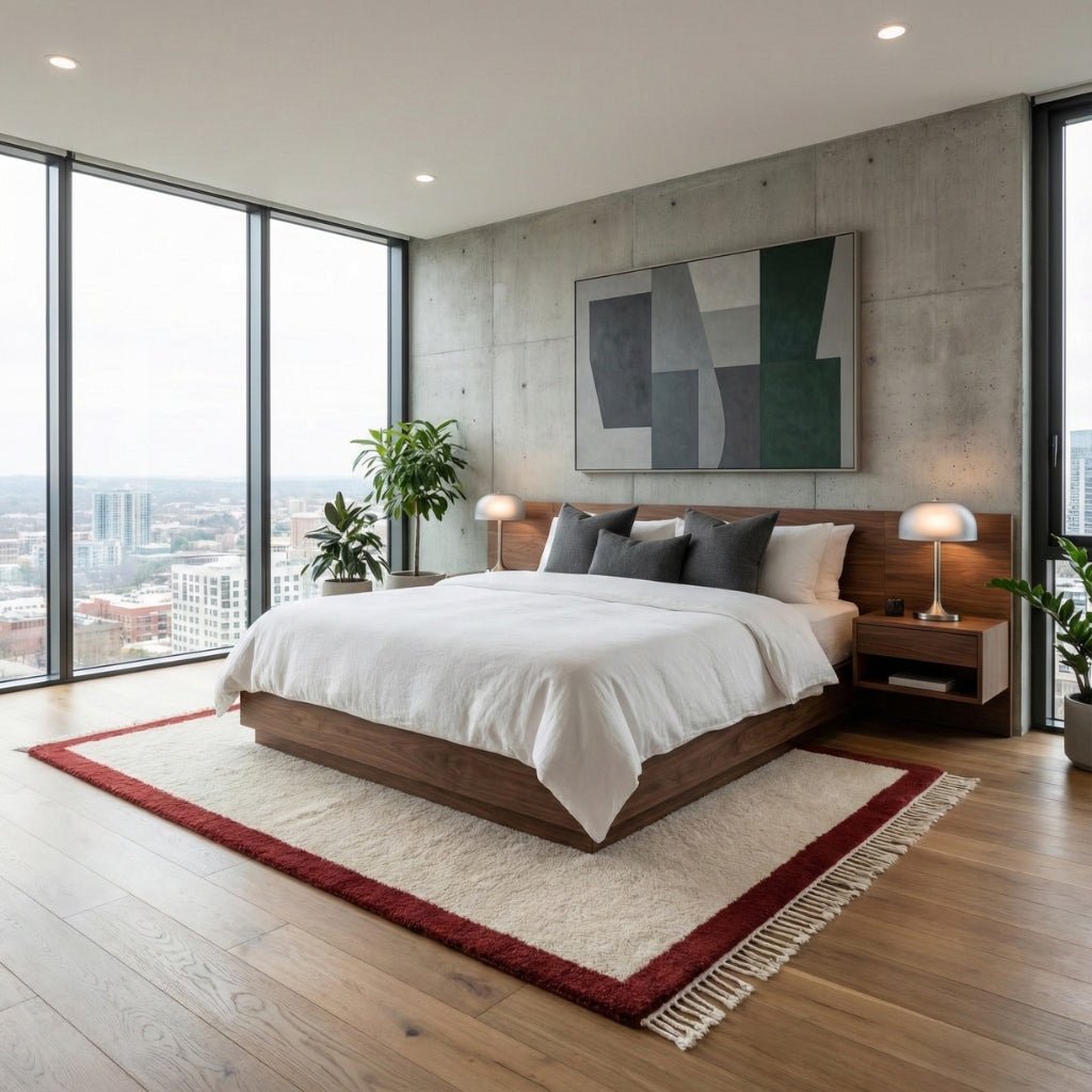 Maraba Deep Red - Shag Moroccan rug - Benisouk