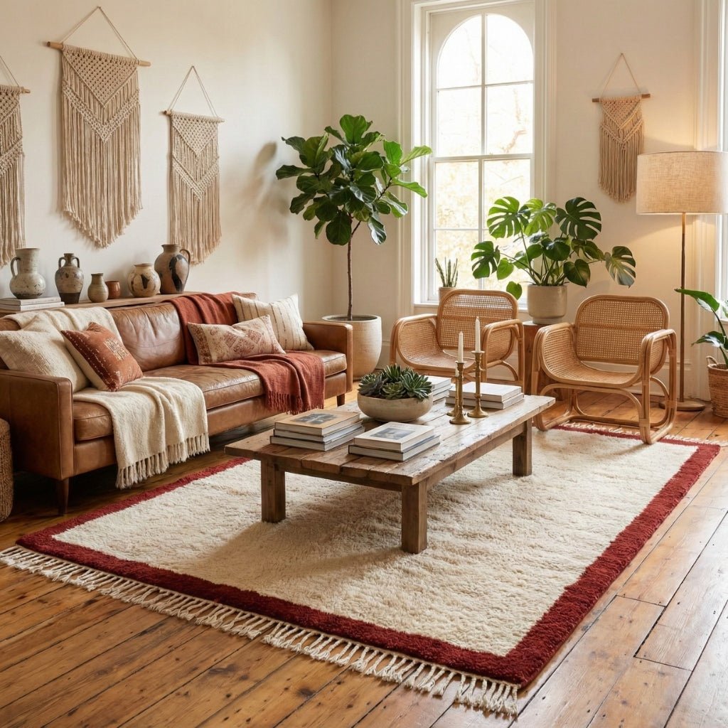 Maraba Deep Red - Shag Moroccan rug - Benisouk