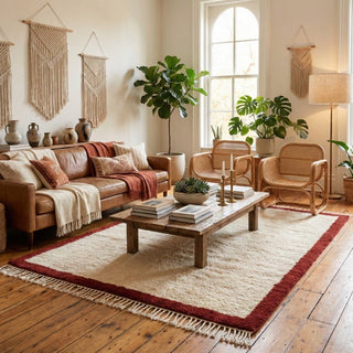 Maraba Deep Red - Shag Moroccan rug - Benisouk
