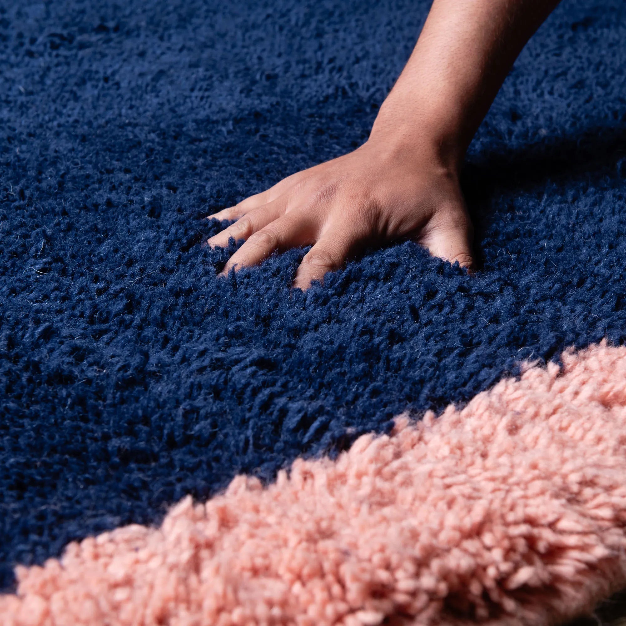 Maraba Navy Blue Rose - Shag Moroccan rug - Benisouk