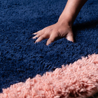 Maraba Navy Blue Rose - Shag Moroccan rug - Benisouk