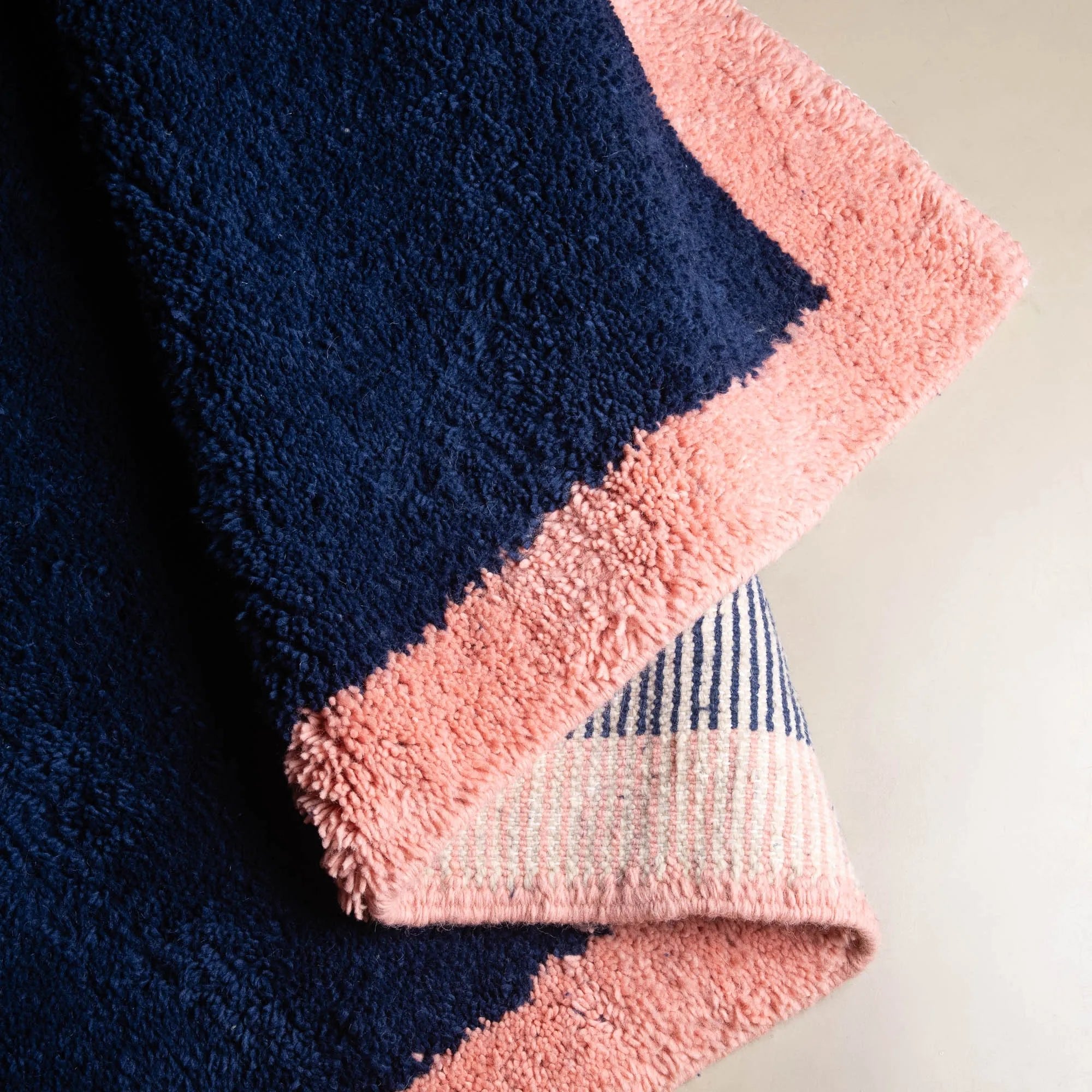 Maraba Navy Blue Rose - Shag Moroccan rug - Benisouk