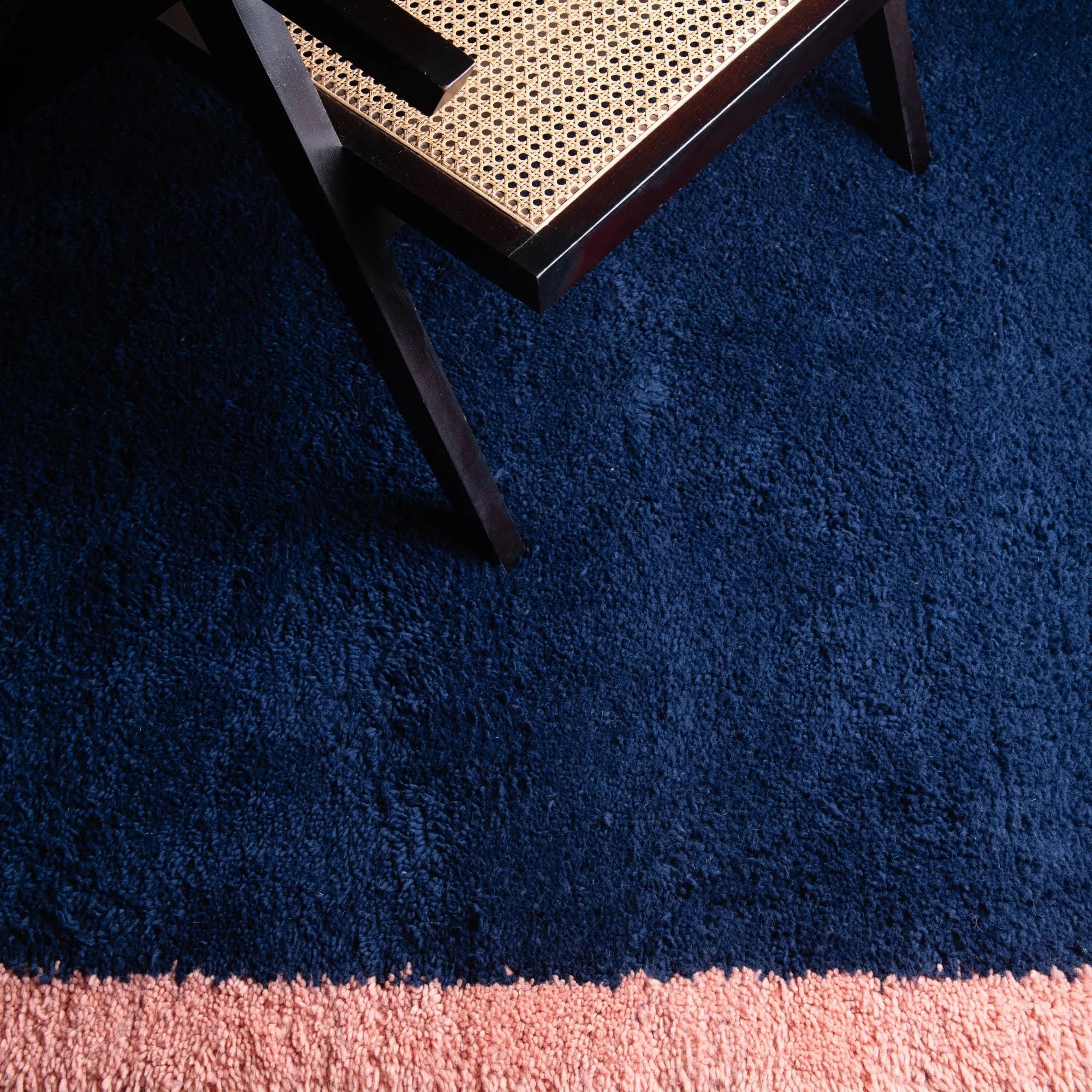 Maraba Navy Blue Rose - Shag Moroccan rug - Benisouk