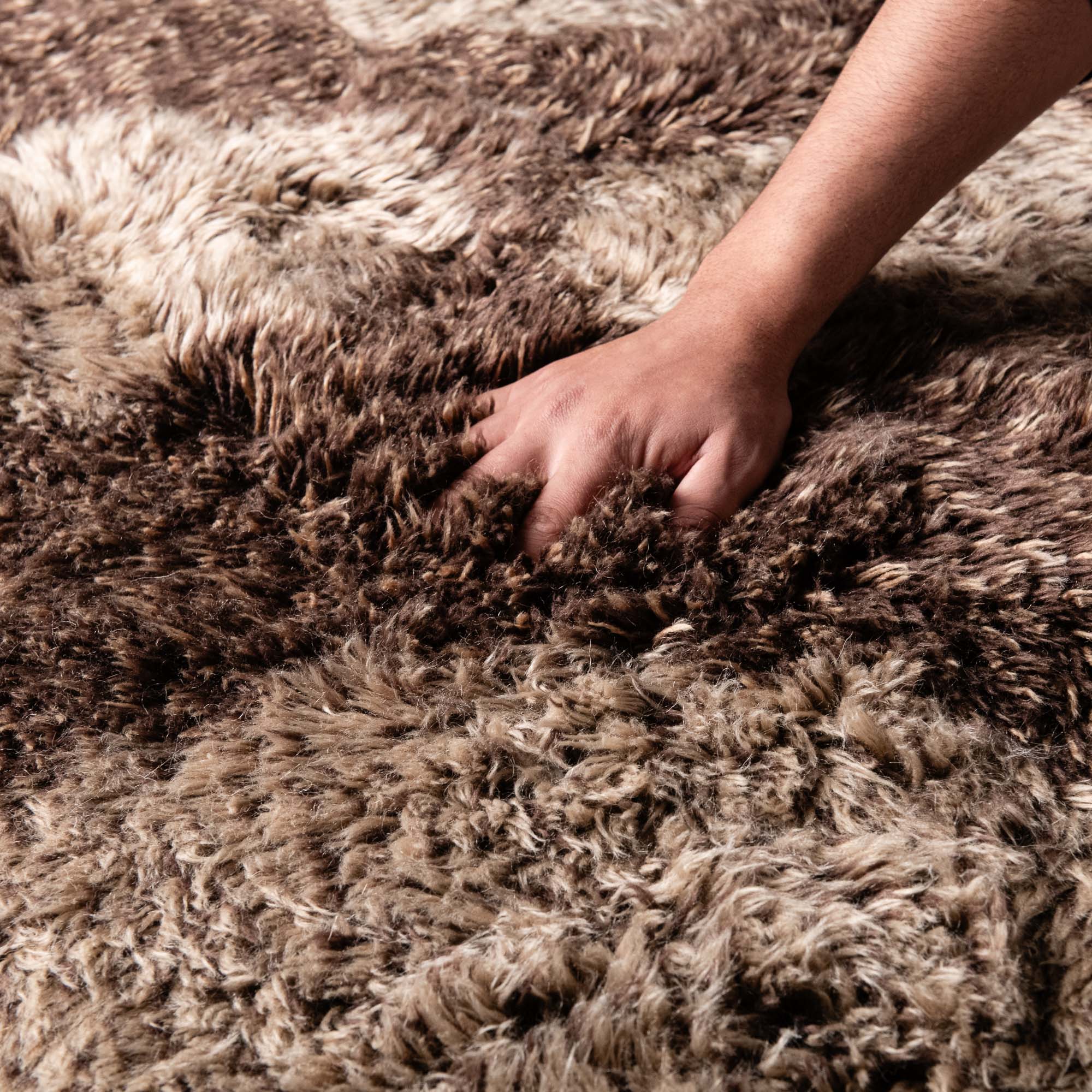 Mocha Melody - Luxury Shag Moroccan Rug - Benisouk