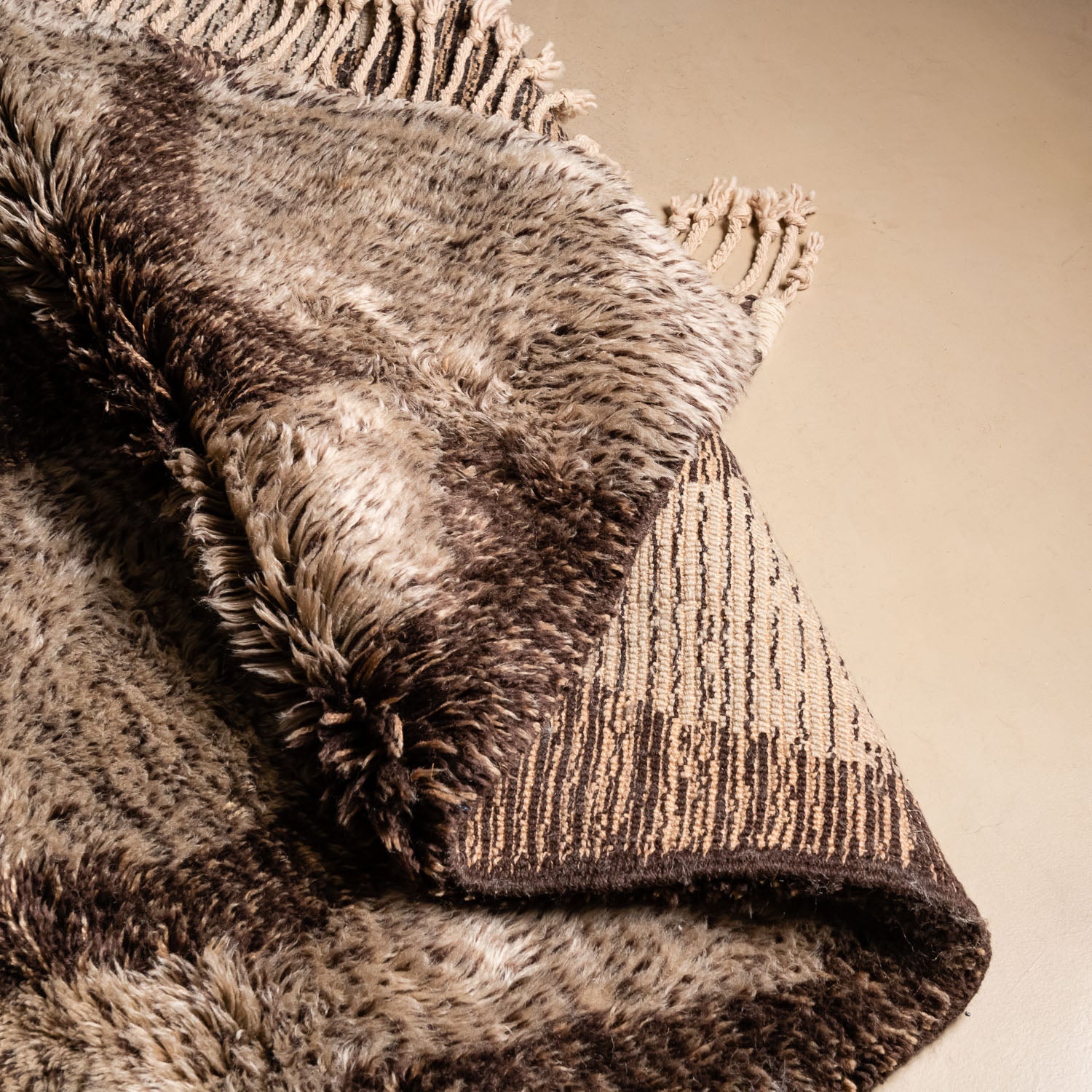 Mocha Melody - Luxury Shag Moroccan Rug - Benisouk