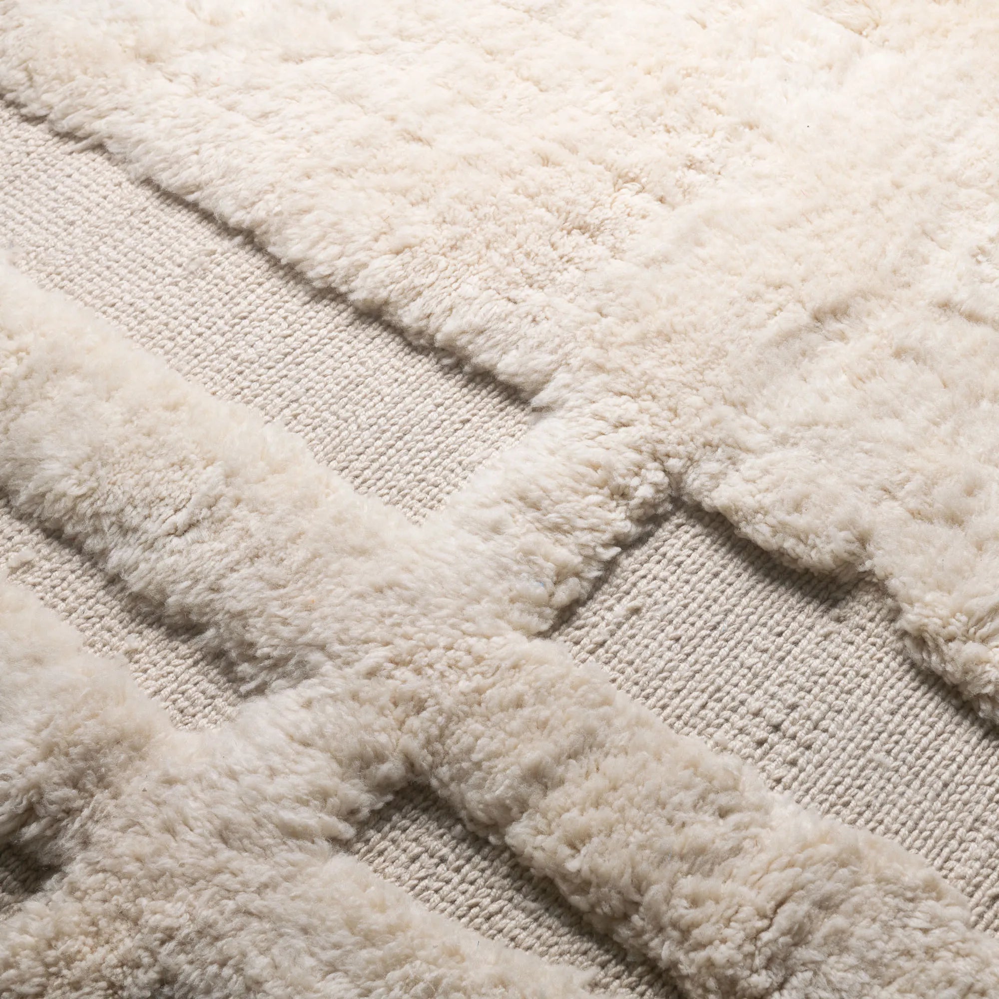Neutral Structure - Luxury Shag Moroccan Rug - Benisouk