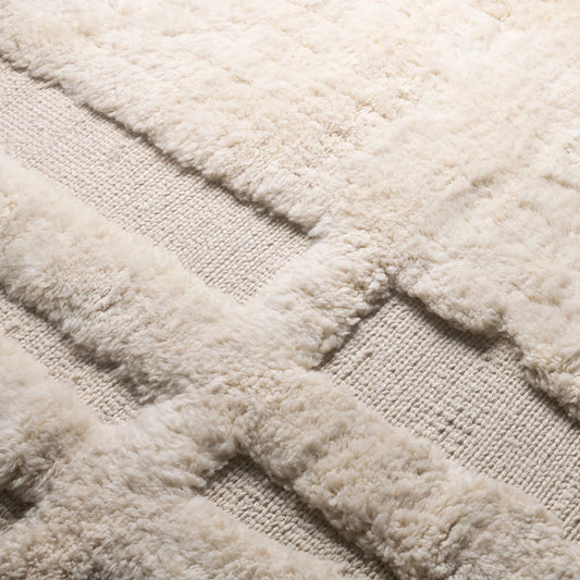 Neutral Structure - Luxury Shag Moroccan Rug - Benisouk