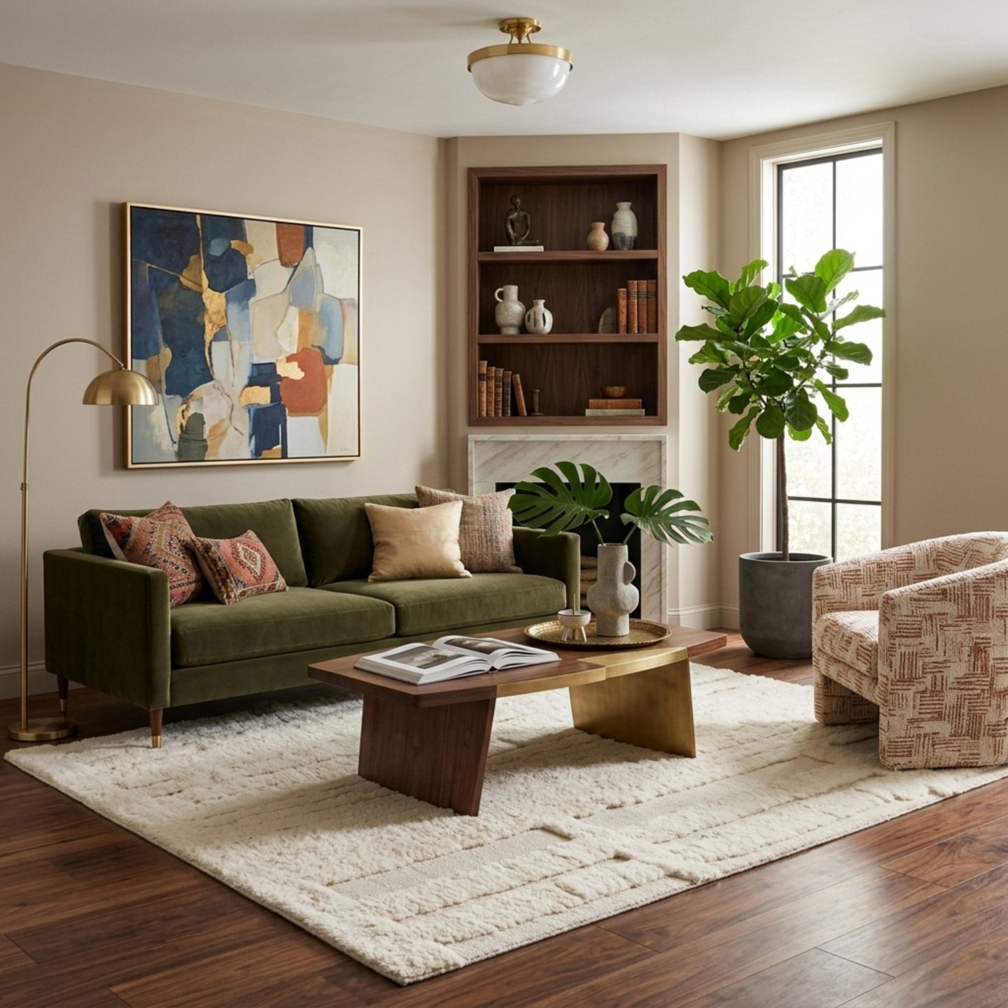 Neutral Structure - Luxury Shag Moroccan Rug - Benisouk