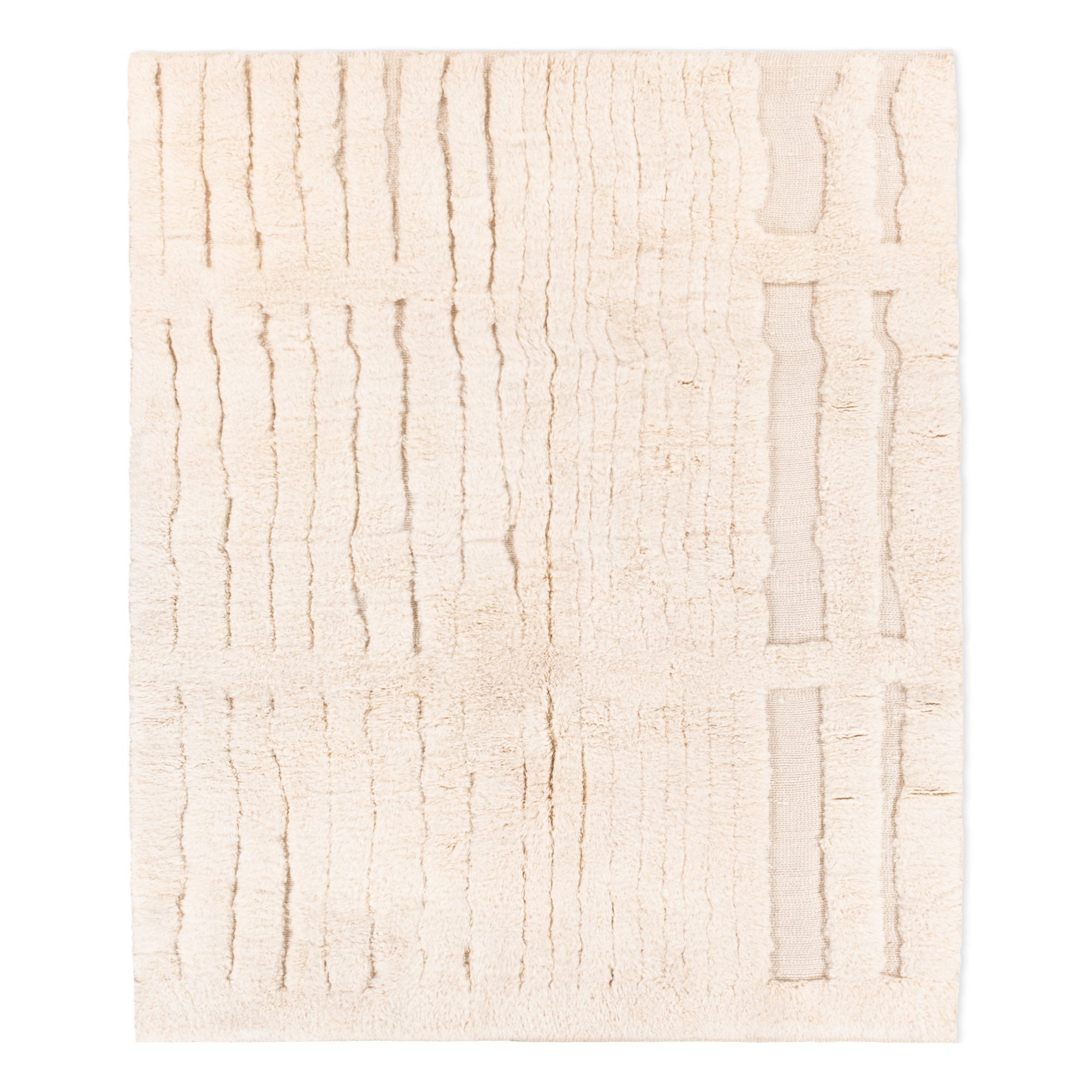 Neutral Structure - Luxury Shag Moroccan Rug - Benisouk