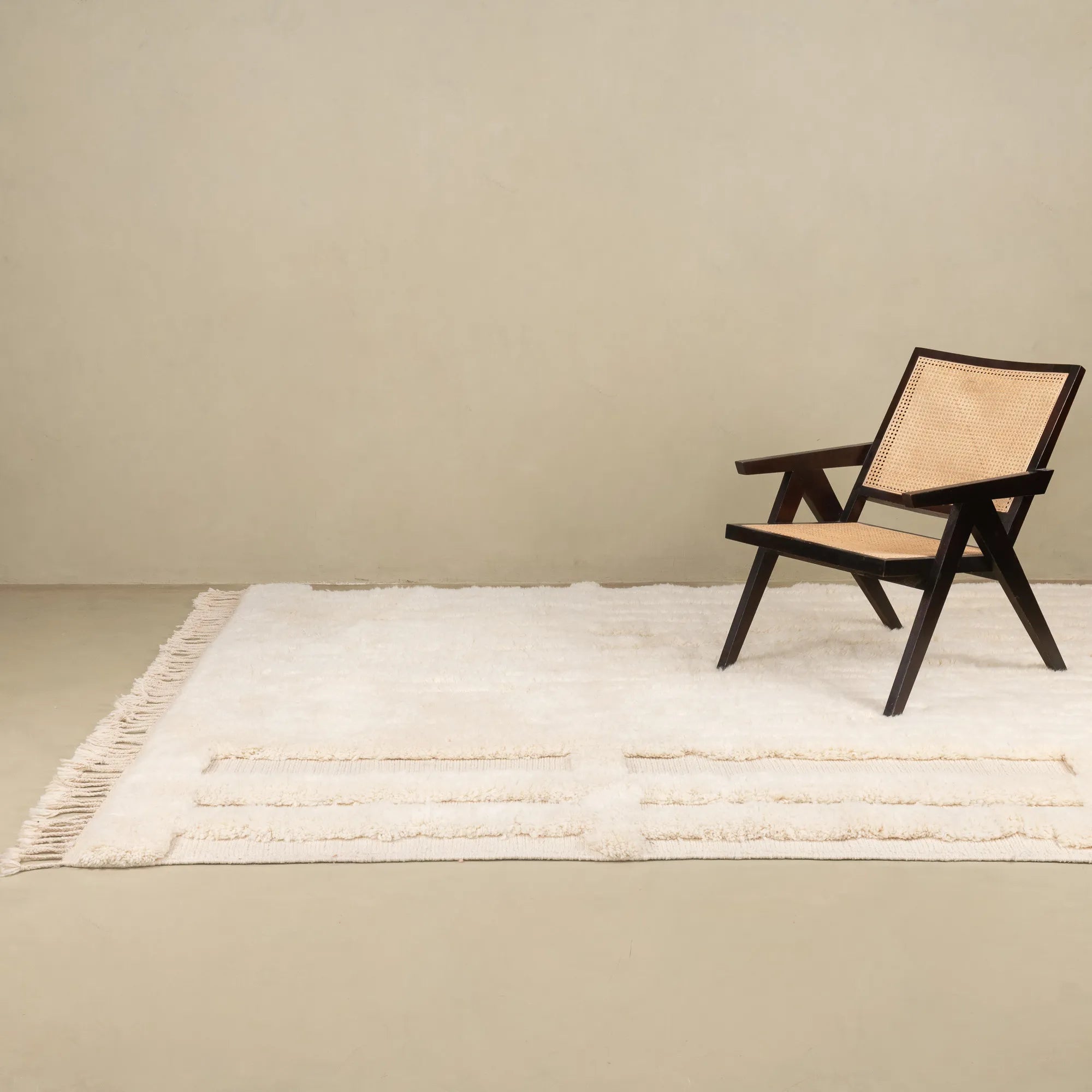 Neutral Structure - Luxury Shag Moroccan Rug - Benisouk