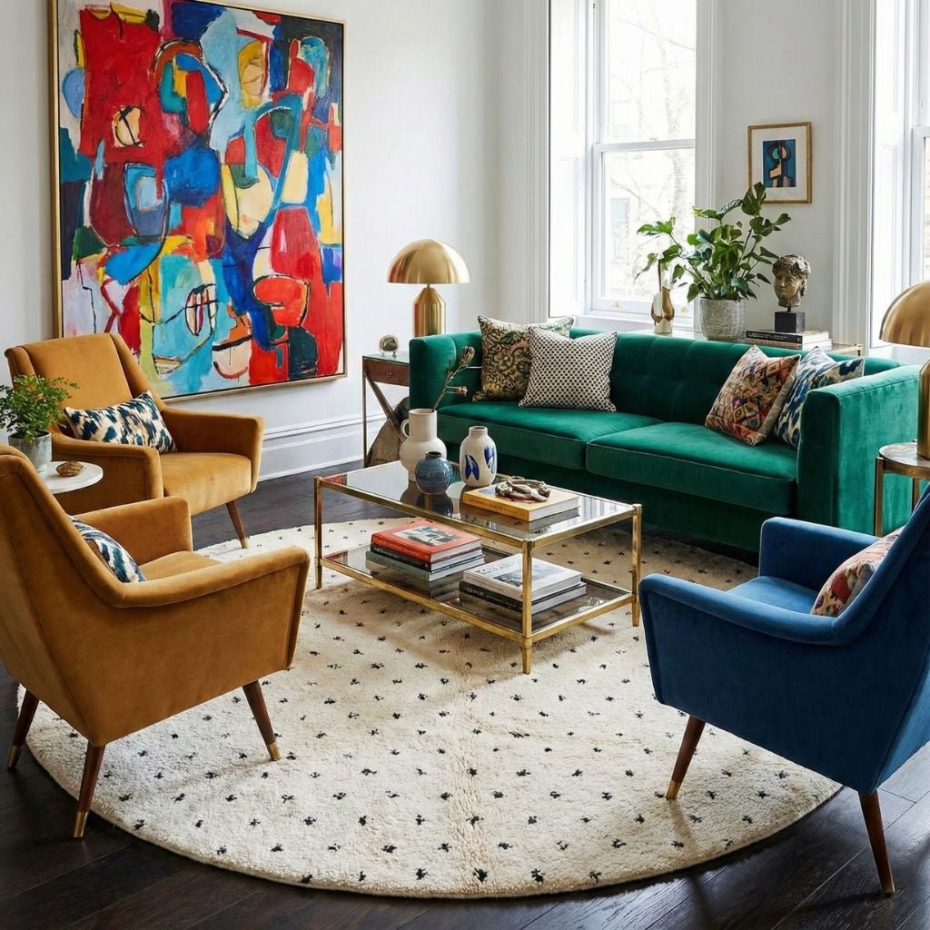 Noujoum Round - Shag Moroccan rug - Benisouk