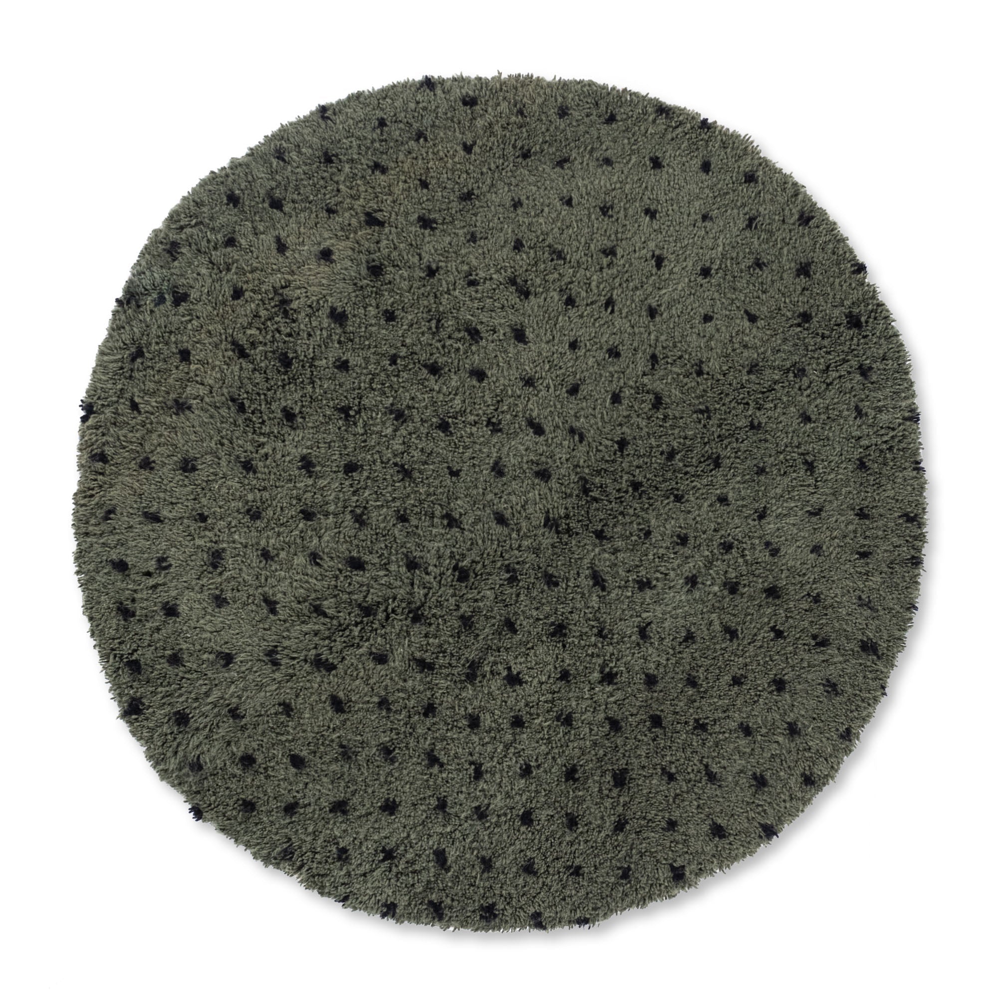 Noujoum Soldier Green Round - Shag Moroccan rug - Benisouk
