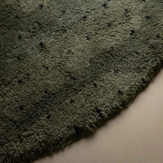 Noujoum Soldier Green Round - Shag Moroccan rug - Benisouk