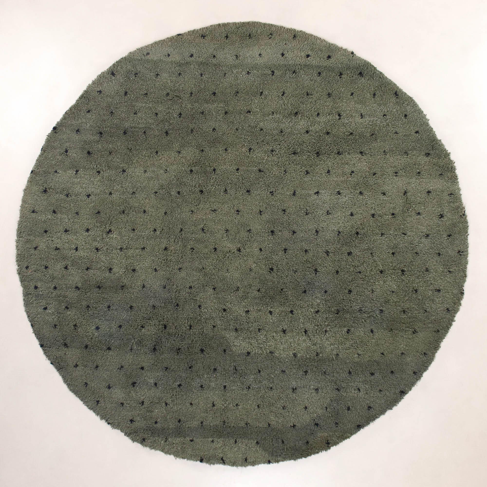 Noujoum  Soldier Green Round - Shag Moroccan rug