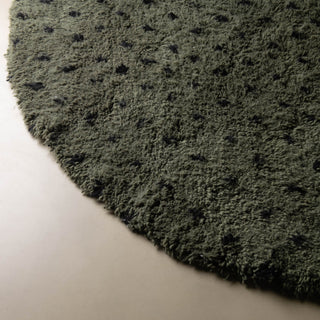 Noujoum Soldier Green Round - Shag Moroccan rug - Benisouk
